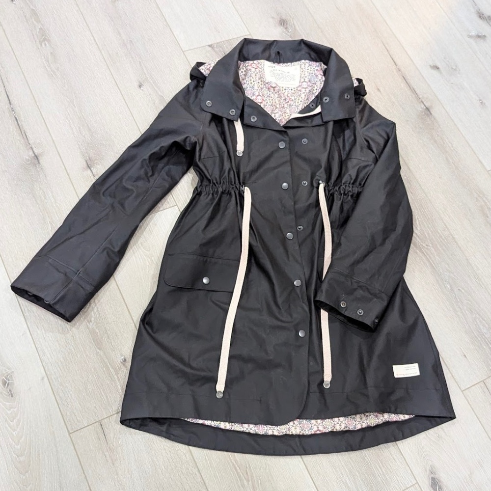 NWOT - ODD MOLLY Black A-Line Raincoat Slicker Jacket Hood - Size 2 / Medium - Picture 12 of 16